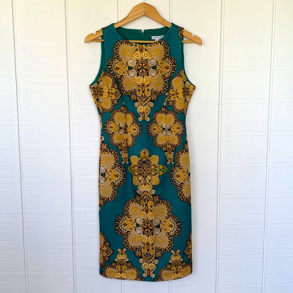 Gorgeous Jewel Tone Gem Print Stretch Bodycon Sheath Dress